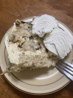 Italian cream cake from Mayflower and we added the ice cream! It's a classic and everyone will enjoy it!