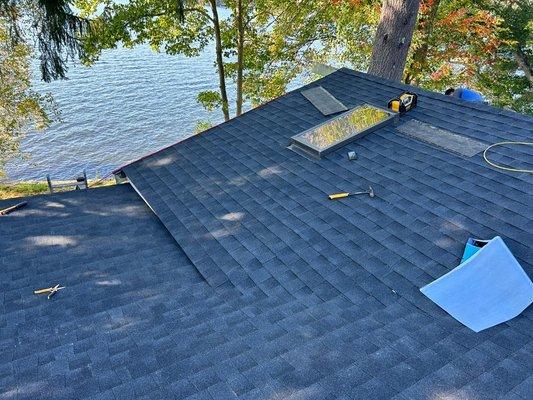 New shingle roofing and timber installed