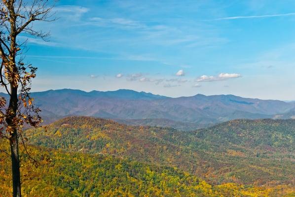 North-facing views from High Cliffs at Round Mountain, Black Mountain, NC