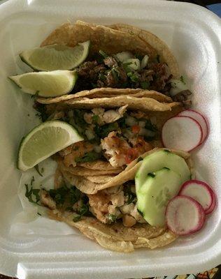 Steak taco and chicken tacos