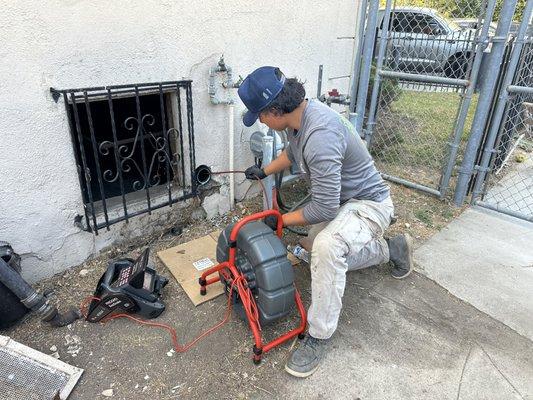 Performed a sewer video inspection through a clean out.