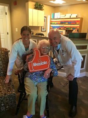 91 years old and hilarious! Thank you for keeping us laughing all afternoon, Betty! You're our most likeable patient of the day!