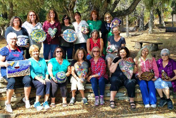 Lots of fun and a variety of projects at Camp Ocean Pines mosaic art retreat by Passiflora Mosaics.