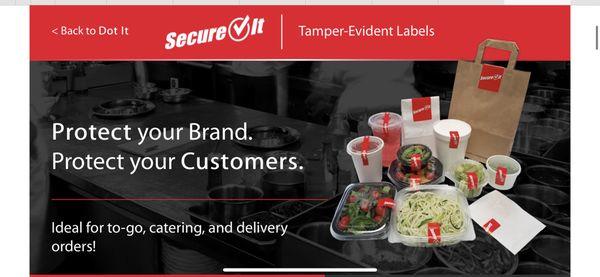 Secure it labels for to go and delivery bags, cups, and containers