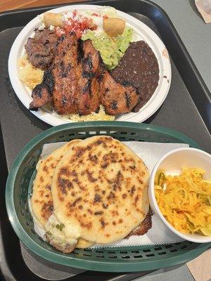 Combination plate and pupusas