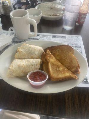 Breakfast wrap with toast