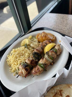 Chicken skewer dinner