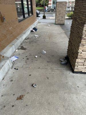 CVS never installed a trash can outside and doesn't cleanup their parking lot. Trash just blows around the neighborhood