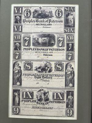 1850's People's Bank of Paterson uncut currency sheet