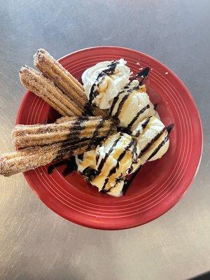 Churros filled w/ Carmel and ice cream!