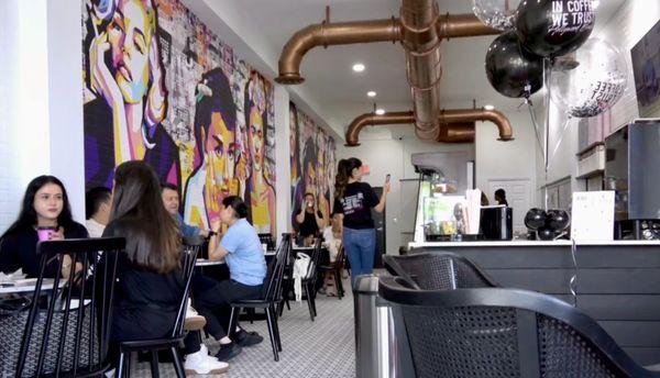 Interior of coffee shop.