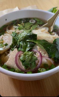 Chicken Pho with beef broth