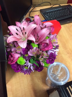 Flowers for my front desk staff. These stayed fresh and fragrant for 2.5 weeks!