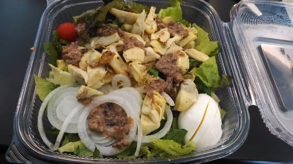 Cobb salad with the shiitake mushroom dressing and artichokes subbed for bacon. Yum!