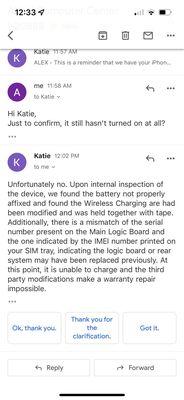 What Alpha said was wrong with my phone due to EZ fix's incompetence.