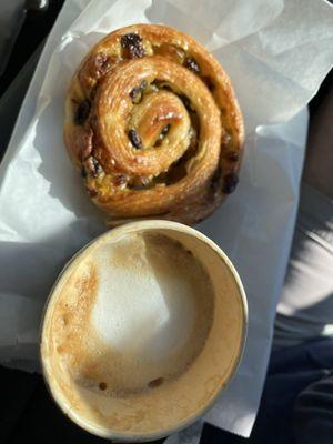 Pain aux Raisins and a cappuccino