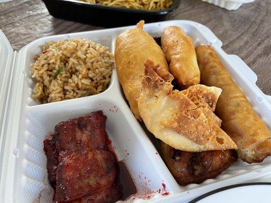 Love their combos.  17. Egg Roll, Finger, Wings, Ribs, Fried Rice, Crab Rangoon