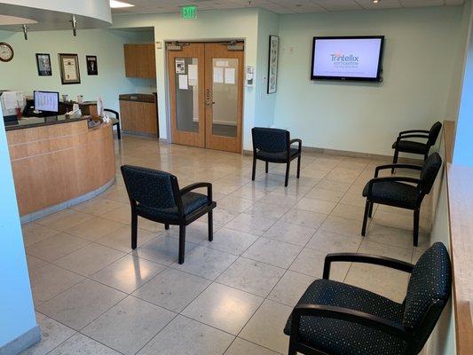 All waiting area chairs at least 6 feet apart.