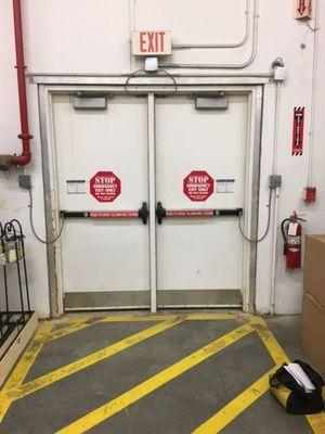 Replacing rotted emergency exit door at the Garden center at Home depot on Atwood ave in Johnston RI