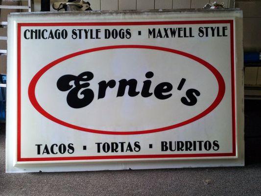 Ernie's lighted sign