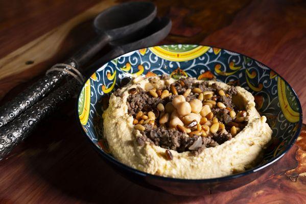 Hummus , lamb and chick peas.