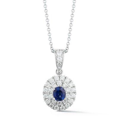 0.60 Carat Double Diamond Halo Sapphire Pendant