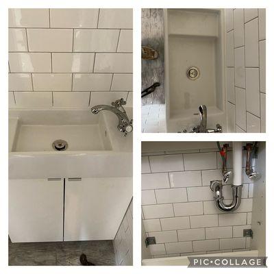 Supply and install new vanity, faucet, shut off valves and chrome pop-up at the daycare.