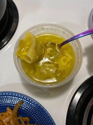 Egg drop wonton soup and so worth the 20 minute drive to go to China Taste from Yarmouth