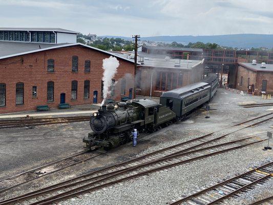 Baldwin locomotive awaiting its next excursion on track number 2.