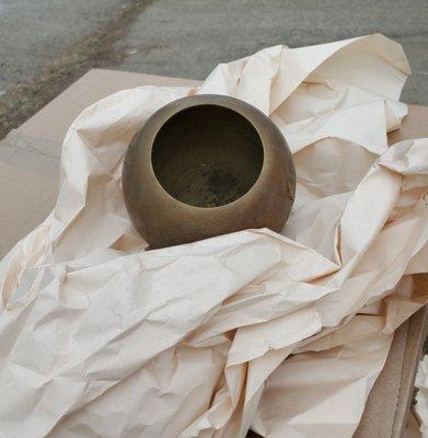 small BRASS bowl packed with so much paper it filled a box.! DIDNT wrap any dishes etc from the kitchen or any fragile tribal art.!