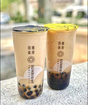 Ceylon milk tea with brown sugar boba and Sunright boba milk tea