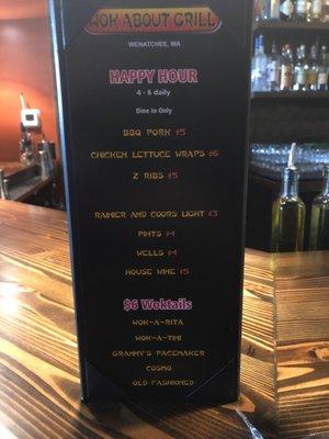 Happy hour menu.