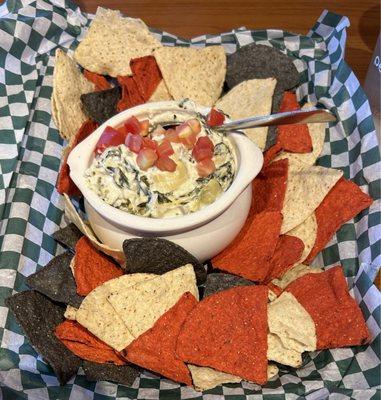 Spinach and Artichoke Dip - big appetizer. Dip was good.