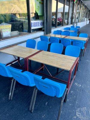 The little chairs & tables are awesome. Reminds me of Vietnam. Chicken congee and lemongrass tofu for parents too. They will eat good!