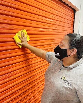 AMR uniformed Janitor with AMR Mask