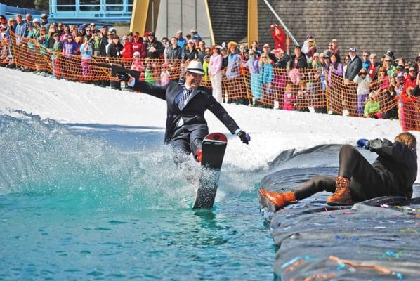 HoliMont Member taking part in the annual Pond Skimming competition.