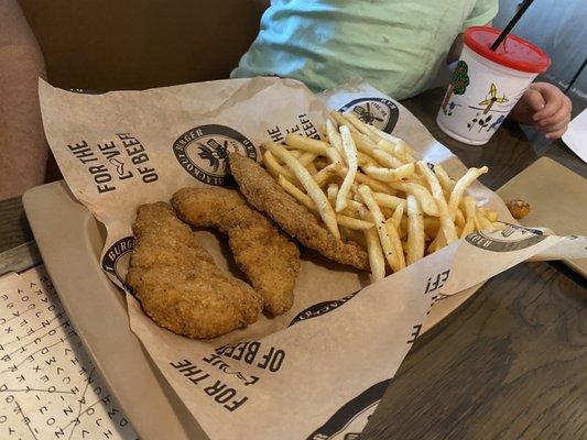 Kid's chicken strips meal