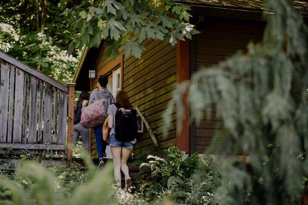 Cottage rooms are separate spaces from the main lodge.