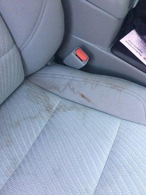 Bloody passenger seat from Ace Rent a Car