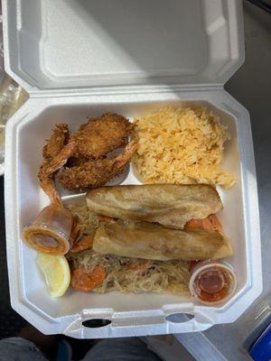 Combo 2
Pancit (Noodles)
Lumpia (Eggrolls)
Red Rice
Coconut Tempura Shrimp