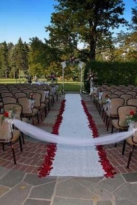 The Back Patio behind the Country Club is perfect for wedding ceremonies & corporate cocktail hours!