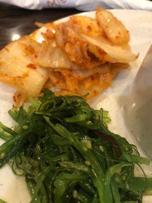 Kimchee and seaweed salad