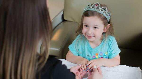 One of our special guest's enjoying her Princess Manicure!