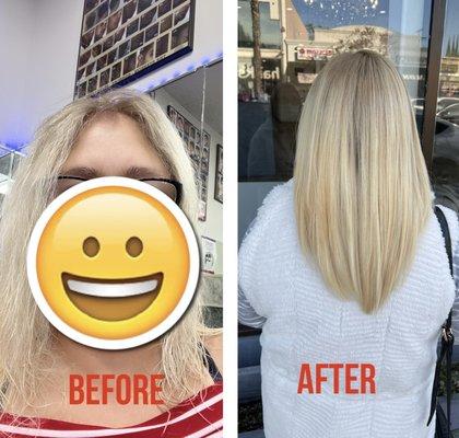 My hair before and after keratin hair straightening