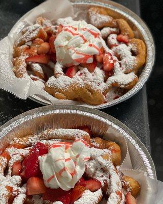 Strawberry funnel Cale with whip cream