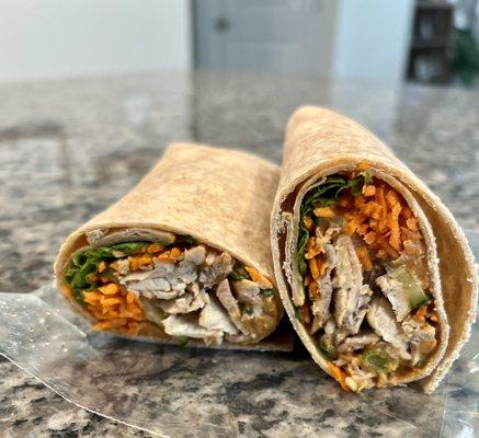 Thai peanut chicken wrap