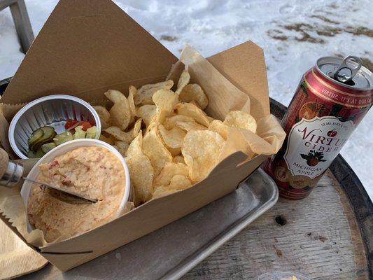 Pub chips with Zingerman's pimento cheese.