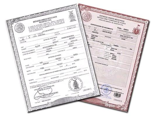 The document we see most: translations from Spanish to English of Birth Certificates