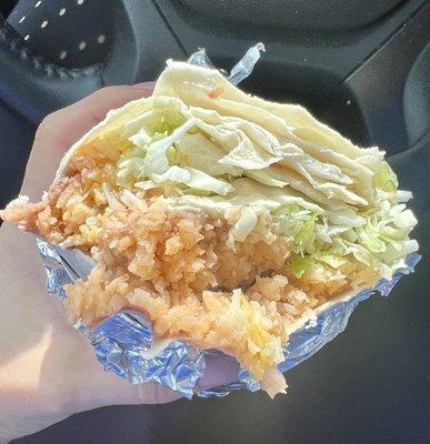 My favorite is  a burrito with Beans, rice, cheese and extra cabbage!