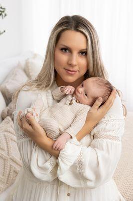 Mama and Baby boy. Both wearing Nicole Jackson Photography studio outfits.